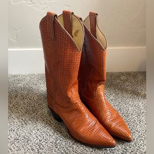 Vintage Justin Basketweave Cowboy Boots